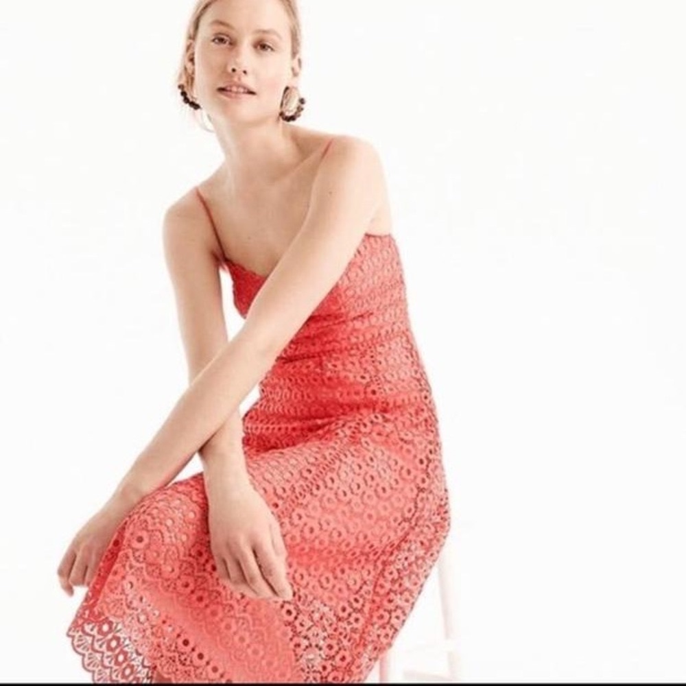 J CREW Daisy Lace Size 8 Coral Floral Lace